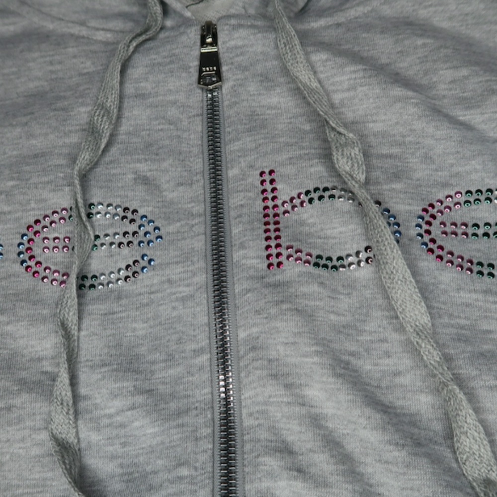 Bebe Sport Nailhead Zip Hoodie Heather Gray BB2366BB $99 - Picture 5 of 8